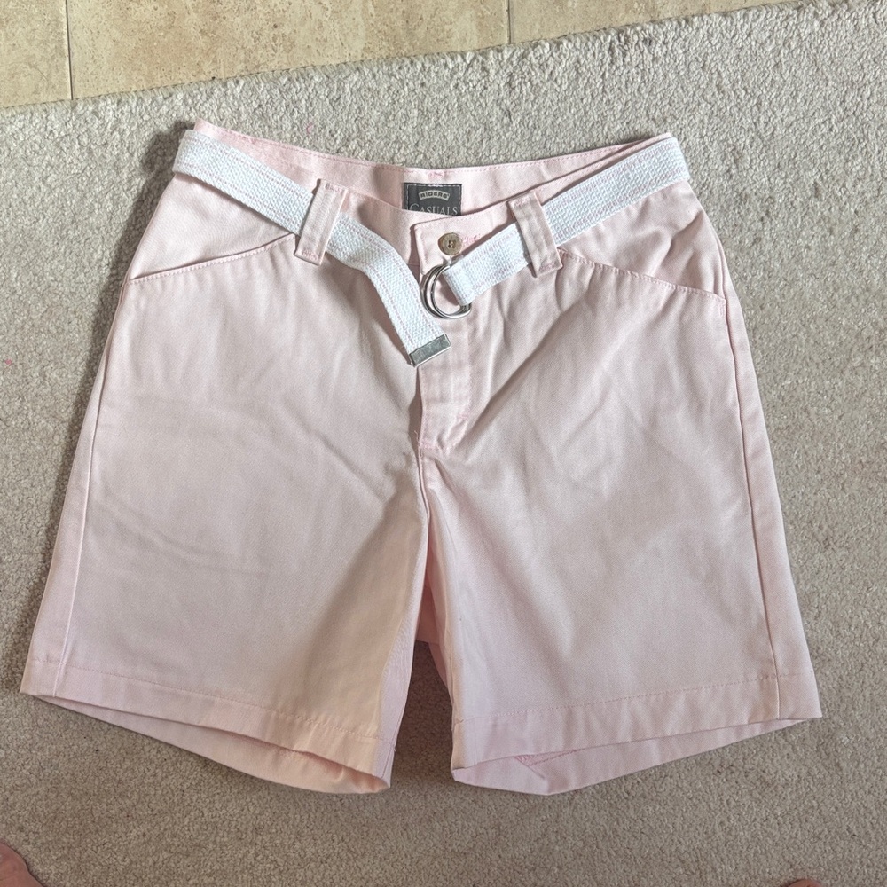 Casual Corner Light Pink Women's Bermuda Shorts with White Belt